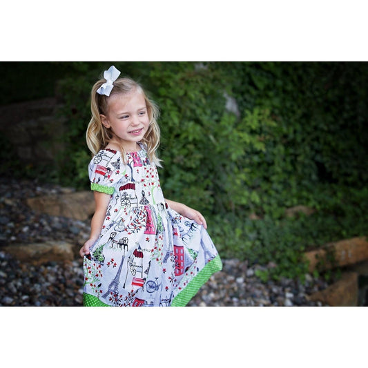 Girls Green Paris Dress