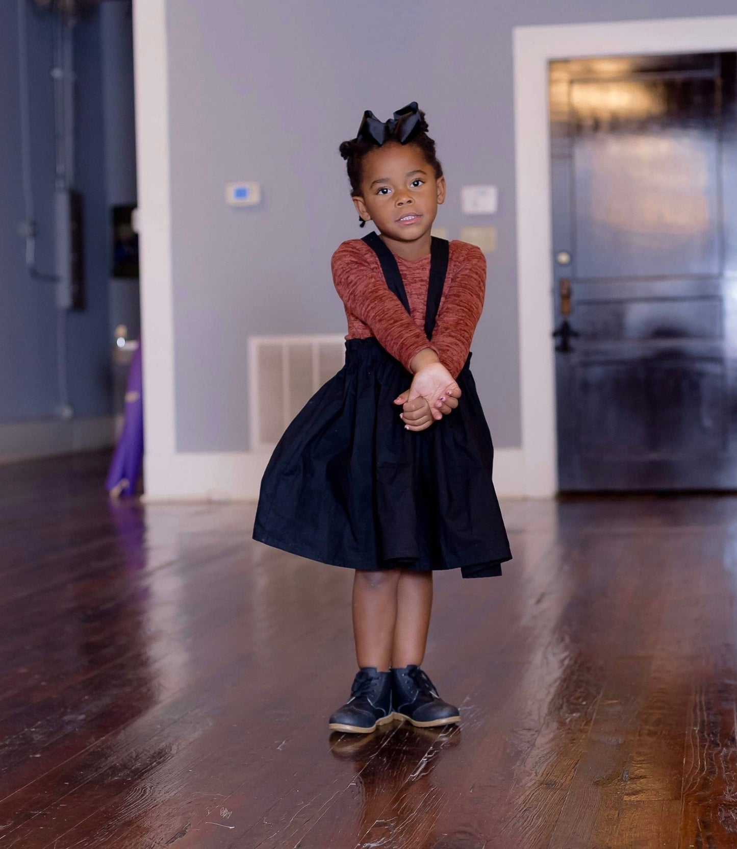Black suspender skirt for girls