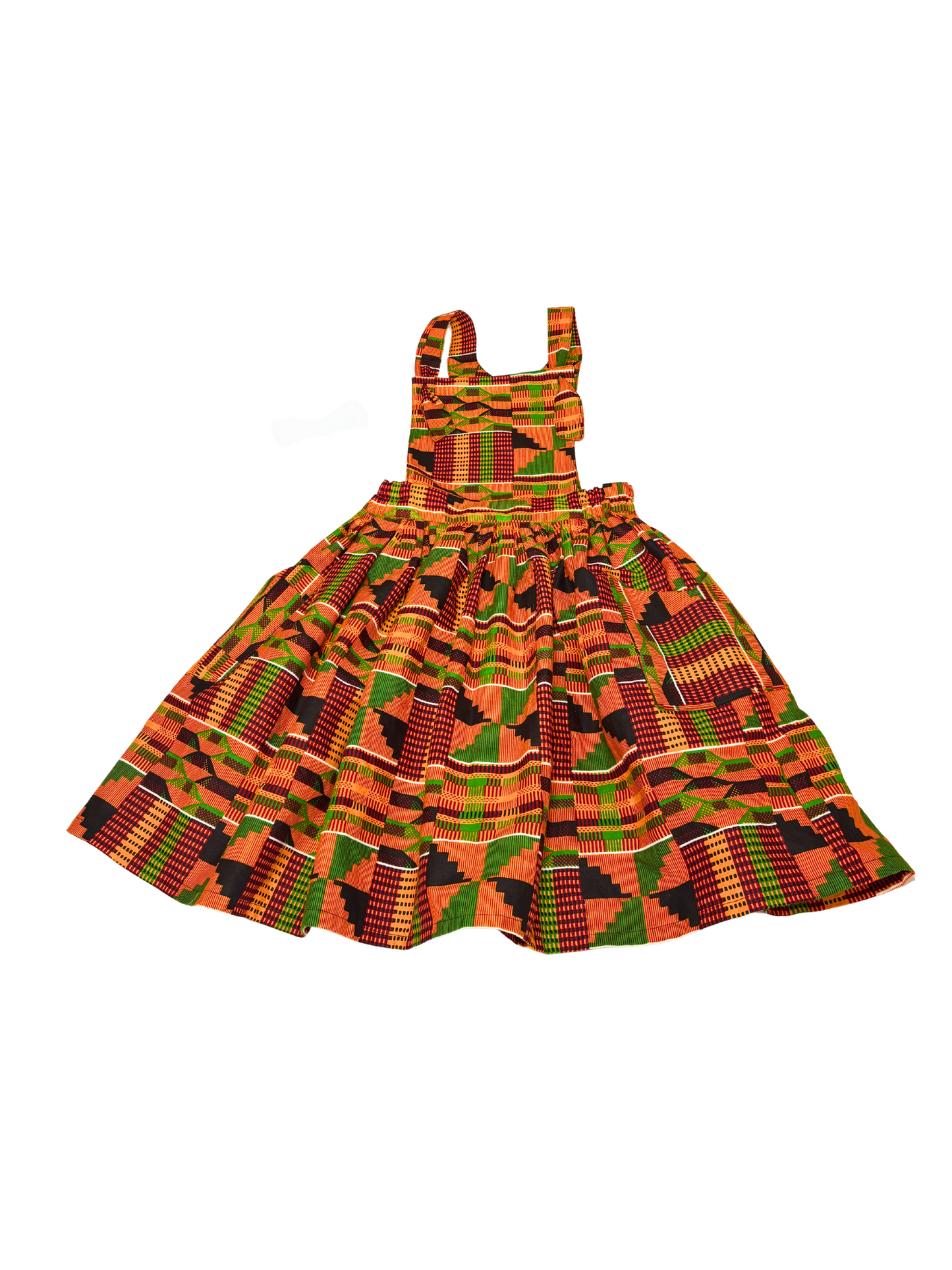 Vestido delantal Kente naranja