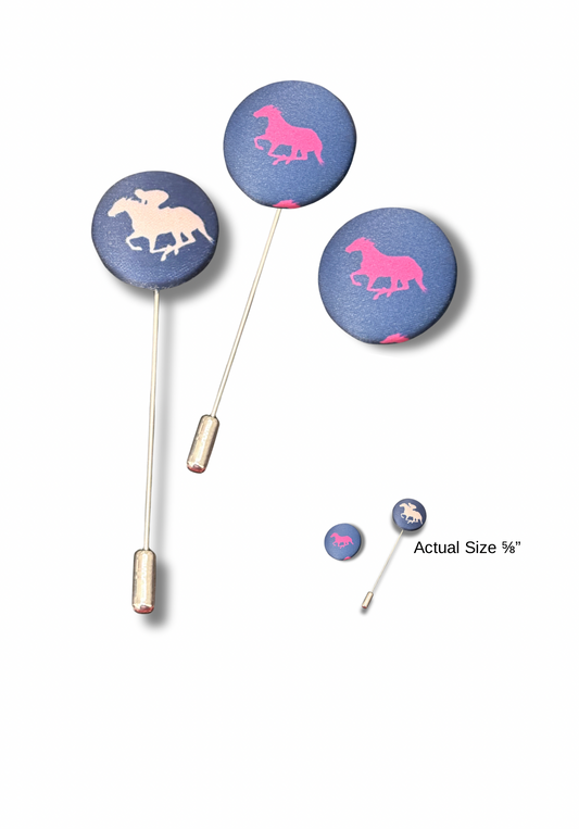 Navy Derby Horse Lapel Stick Pin