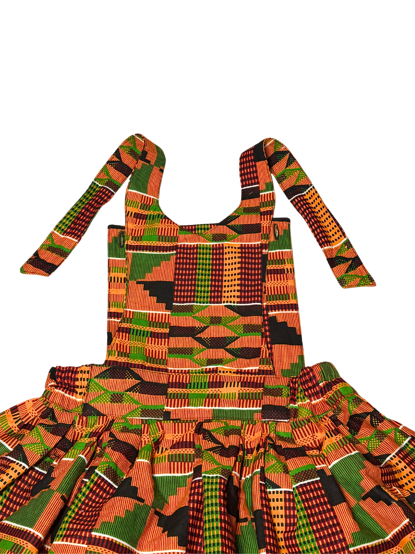 Vestido delantal Kente naranja