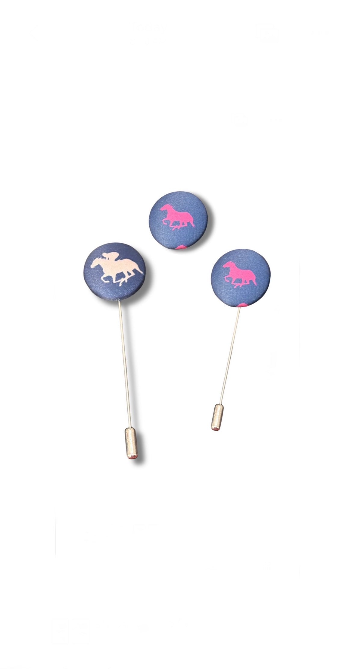 Navy Derby Horse Lapel Stick Pin