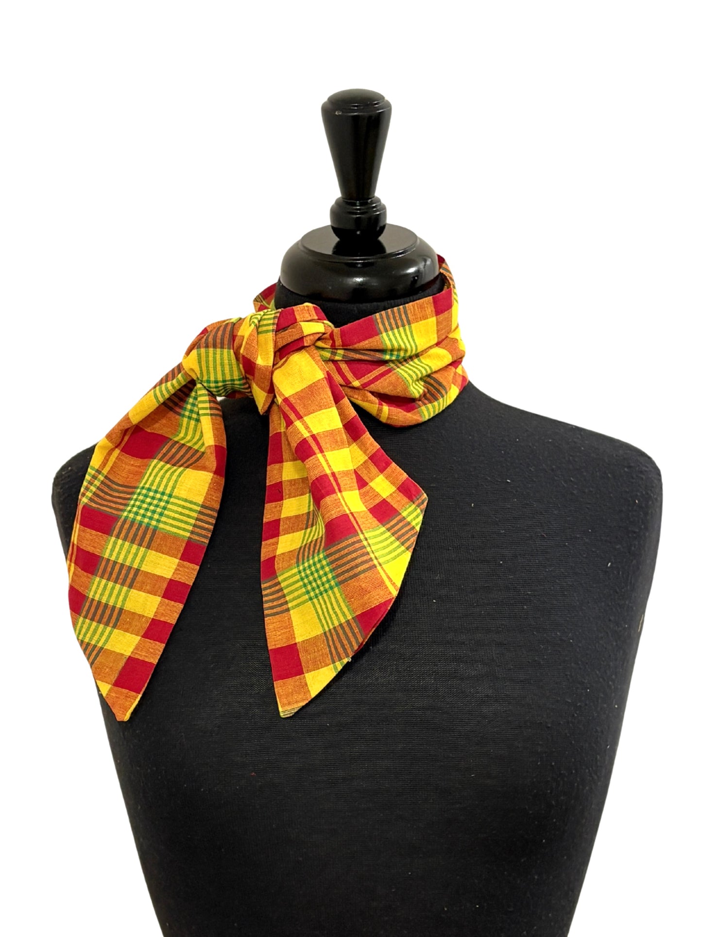 Women’s Jamaican Madras Ruffle Top and Skirt Set | Off Shoulder Peasant Top with Head Wrap