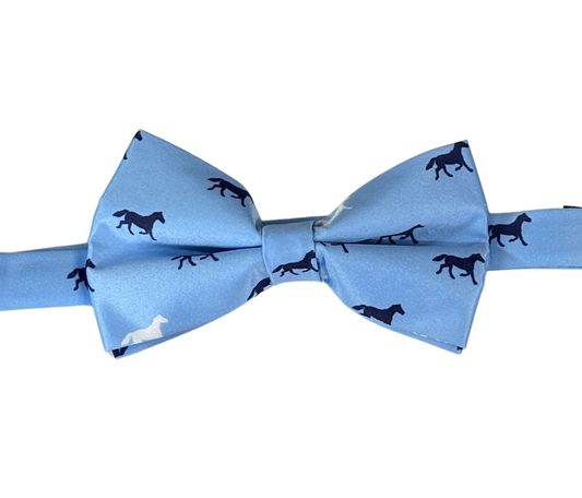 Blue Satin Race Day Horse Bow Tie