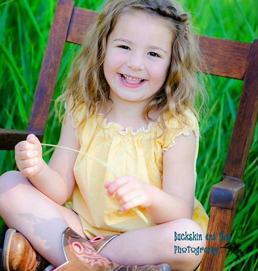 Girls Yellow Boho Peasant Top