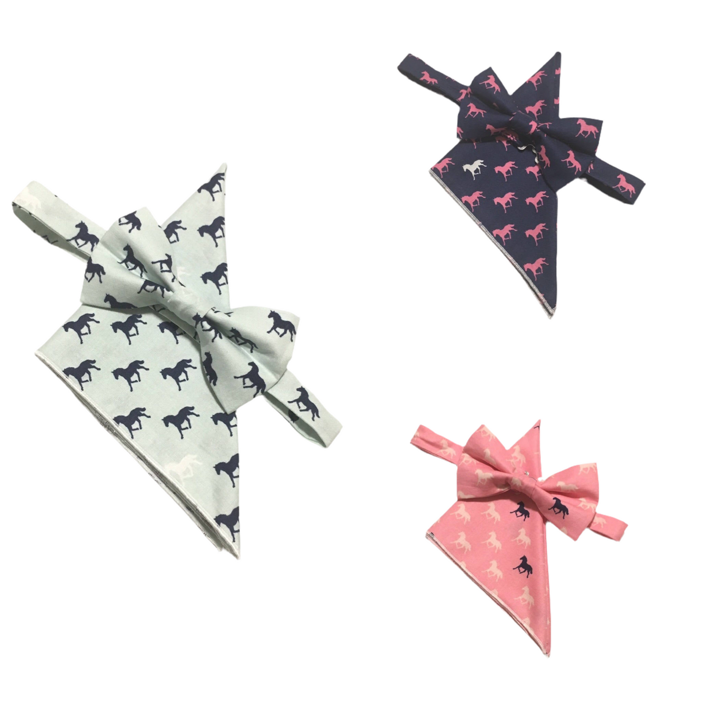 Derby Horses Bow Tie & Pocket Square Set