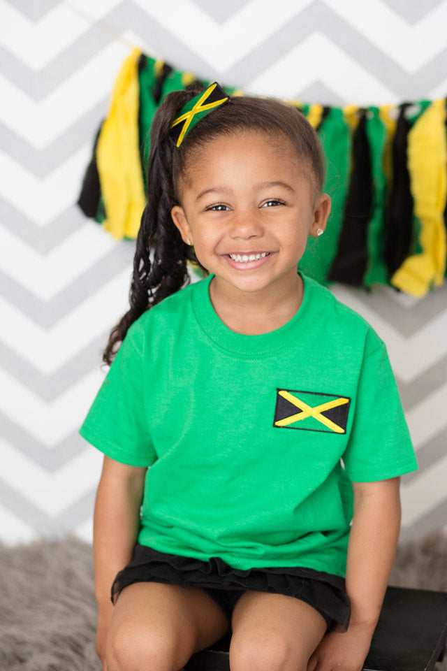 Girls Black Jamaican Flag T-shirt