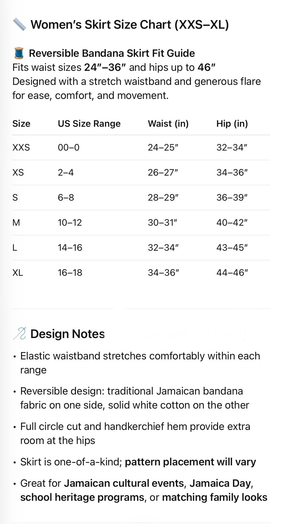 Reversible Jamaican Cultural Bandana Women’s Skirt, Top and Headband XXS-XL