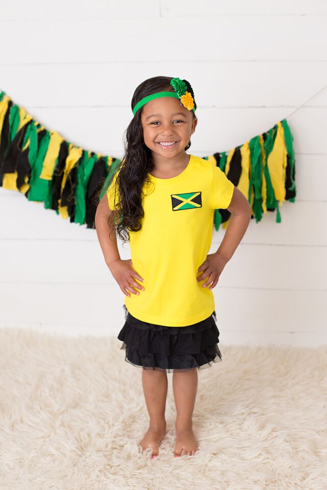 Girls Black Jamaican Flag T-shirt