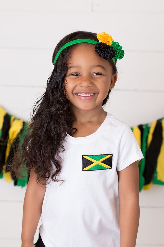 Girls Black Jamaican Flag T-shirt