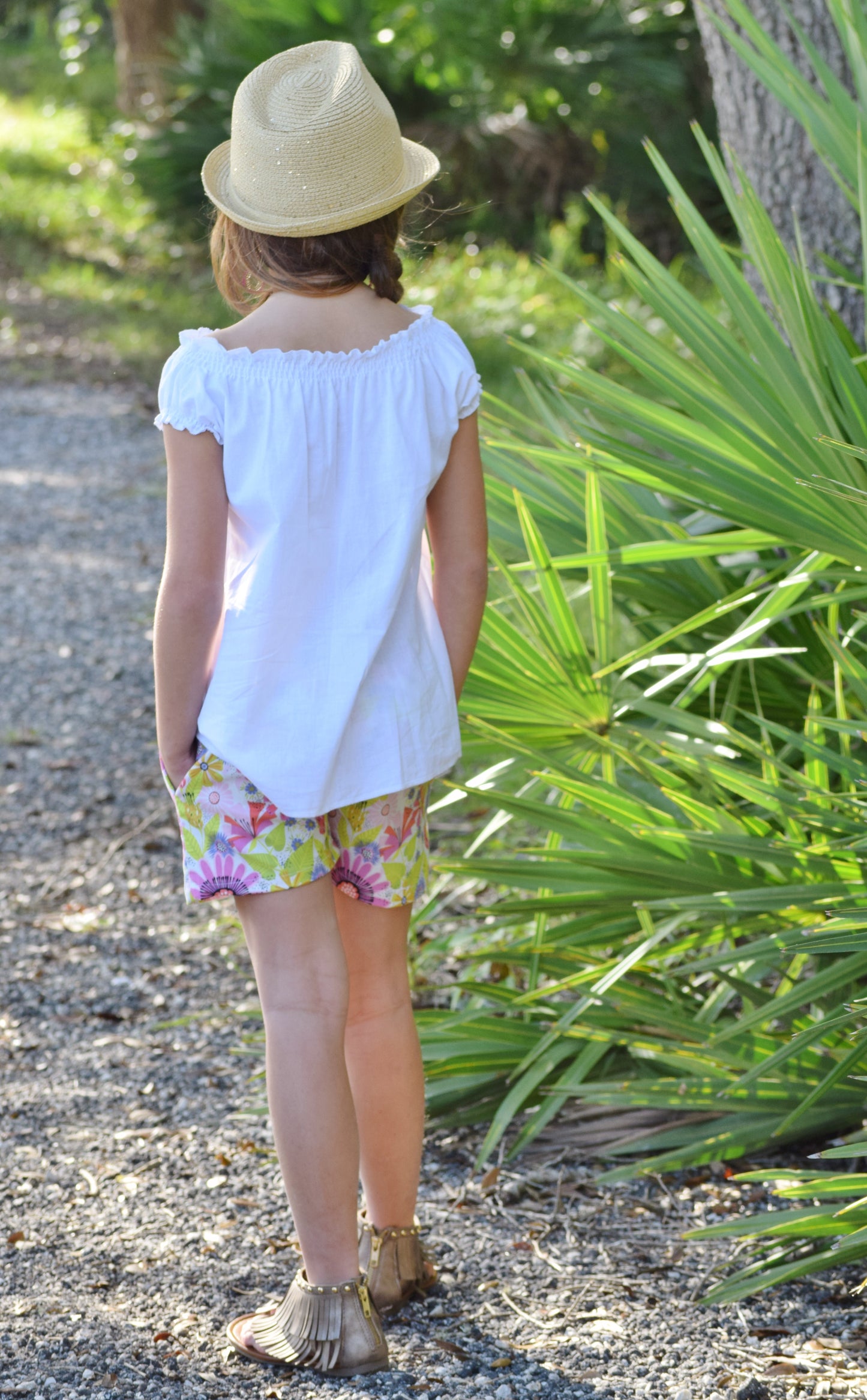 Girls White Boho Peasant Top
