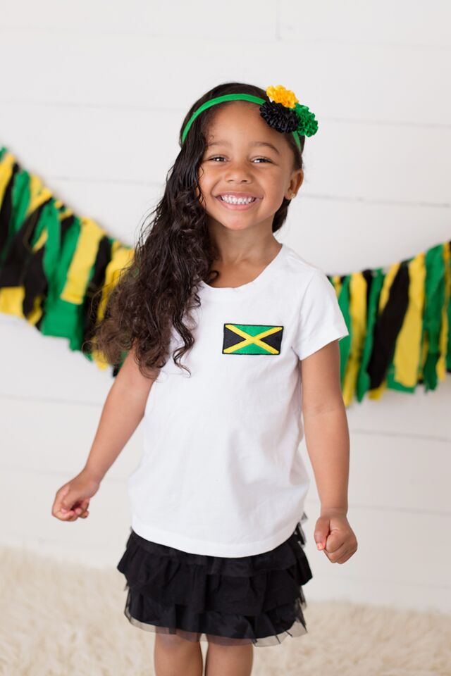Girls Black Jamaican Flag T-shirt
