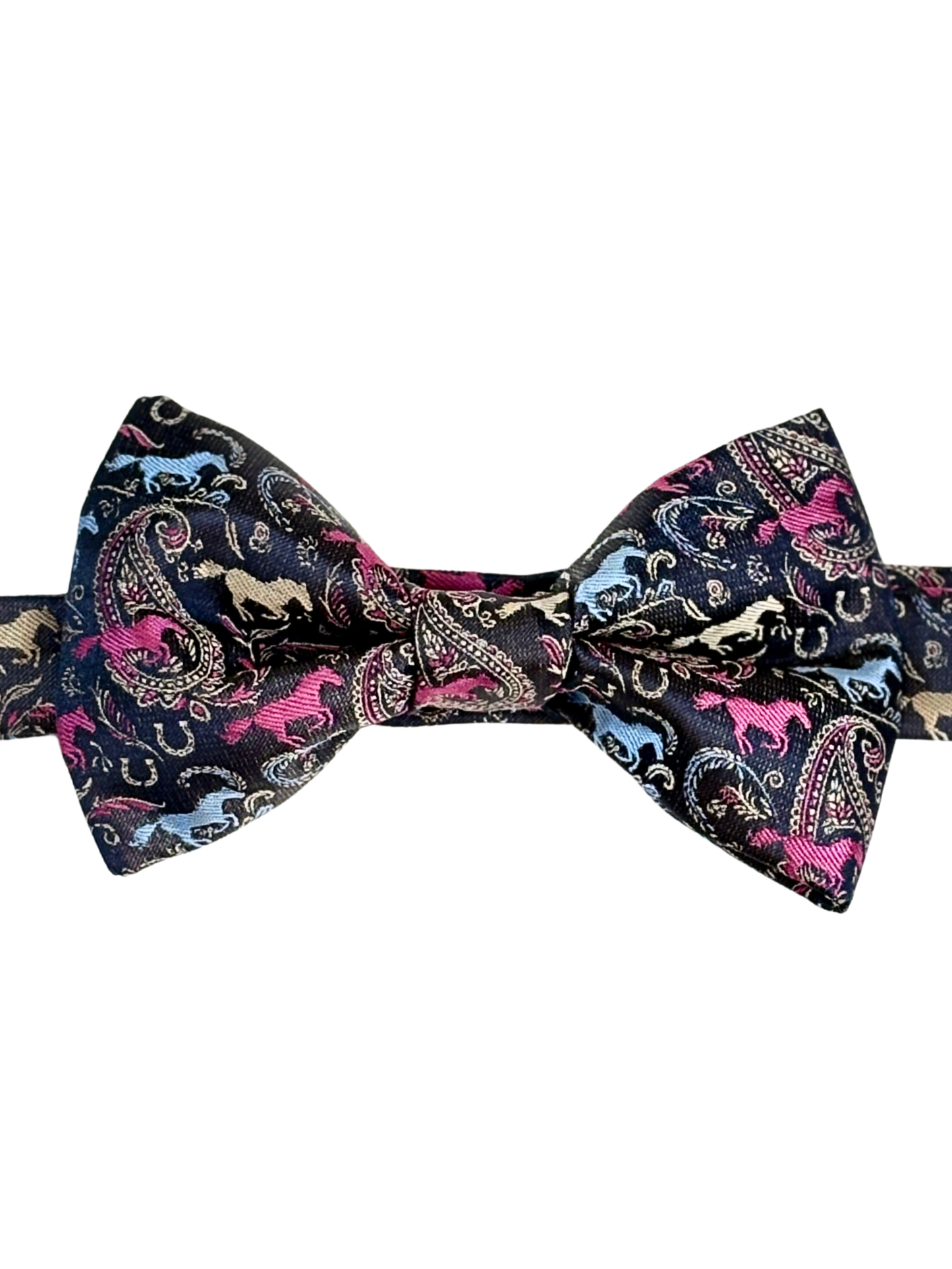 Paisley Self Tie Navy Horse Theme Bow Tie Set