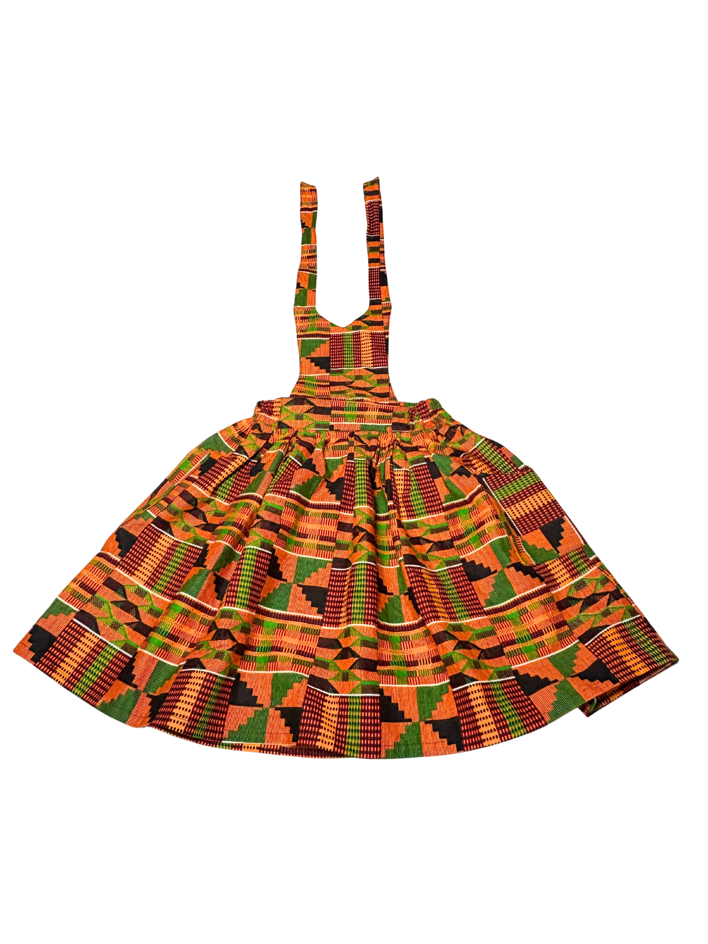Vestido delantal Kente naranja