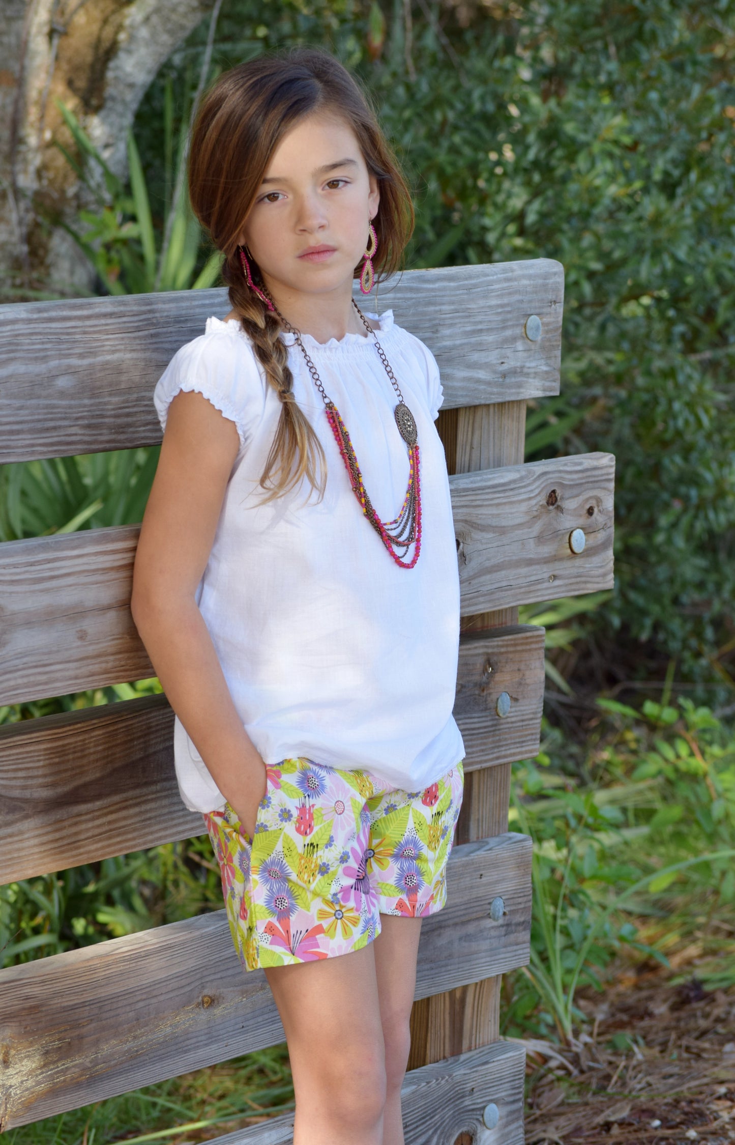 Girls White Boho Peasant Top
