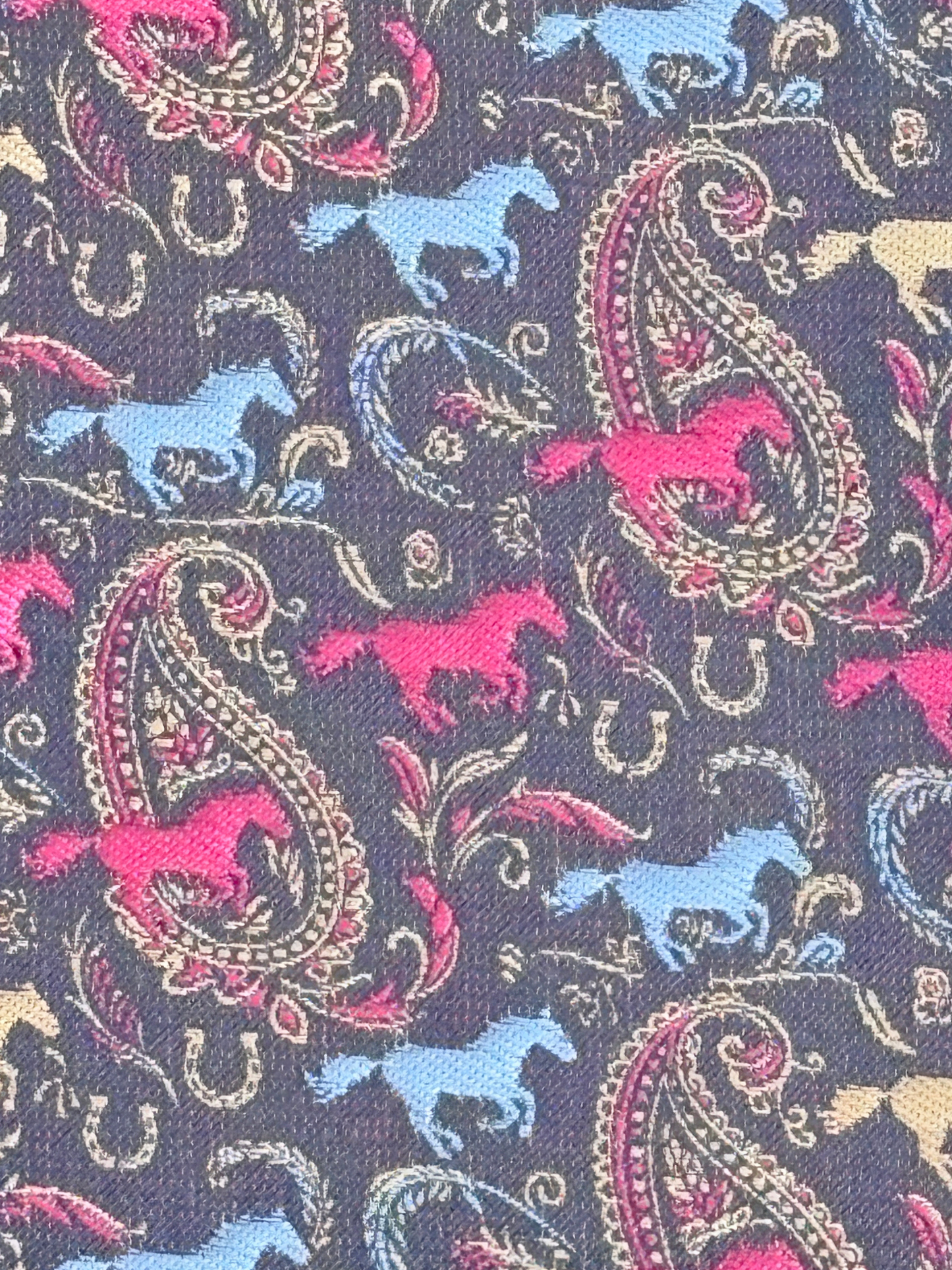 Paisley Self Tie Navy Horse Theme Bow Tie Set