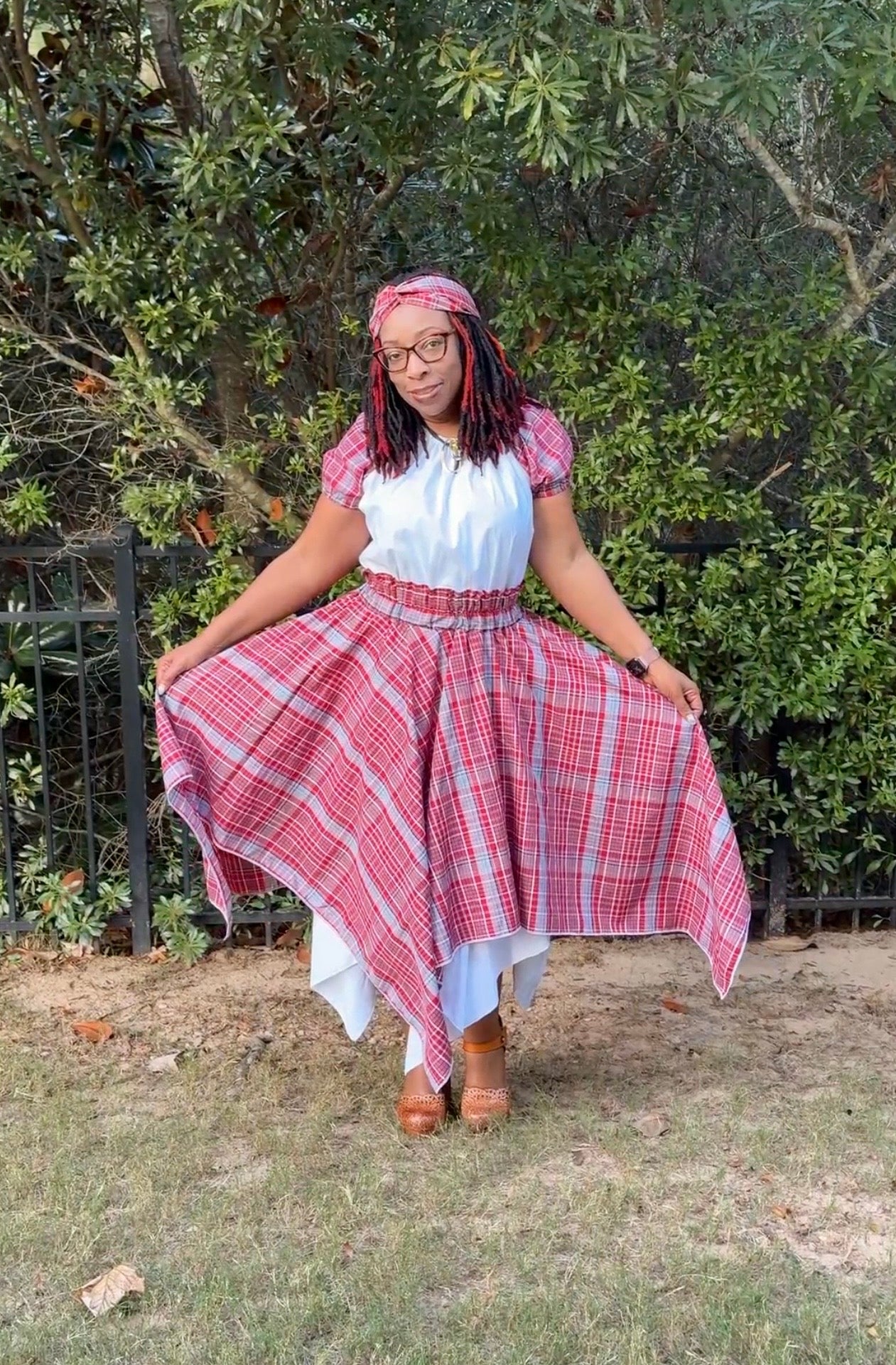 Reversible Jamaican Cultural Bandana Skirt Set - Women’s Skirt, Top and Headband Jamaica Day Outfit