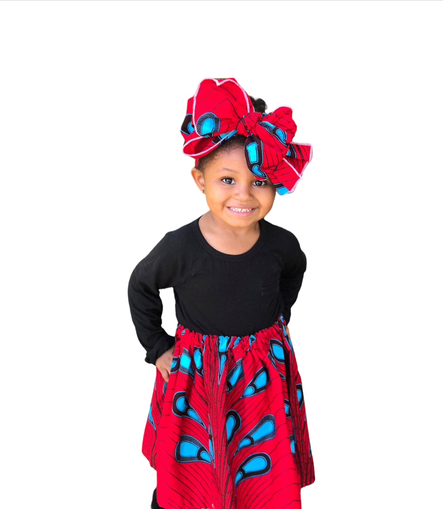 Red African Print Head Wrap