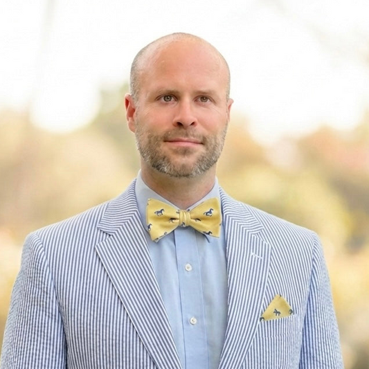 Yellow Satin Horse Theme Bow Tie