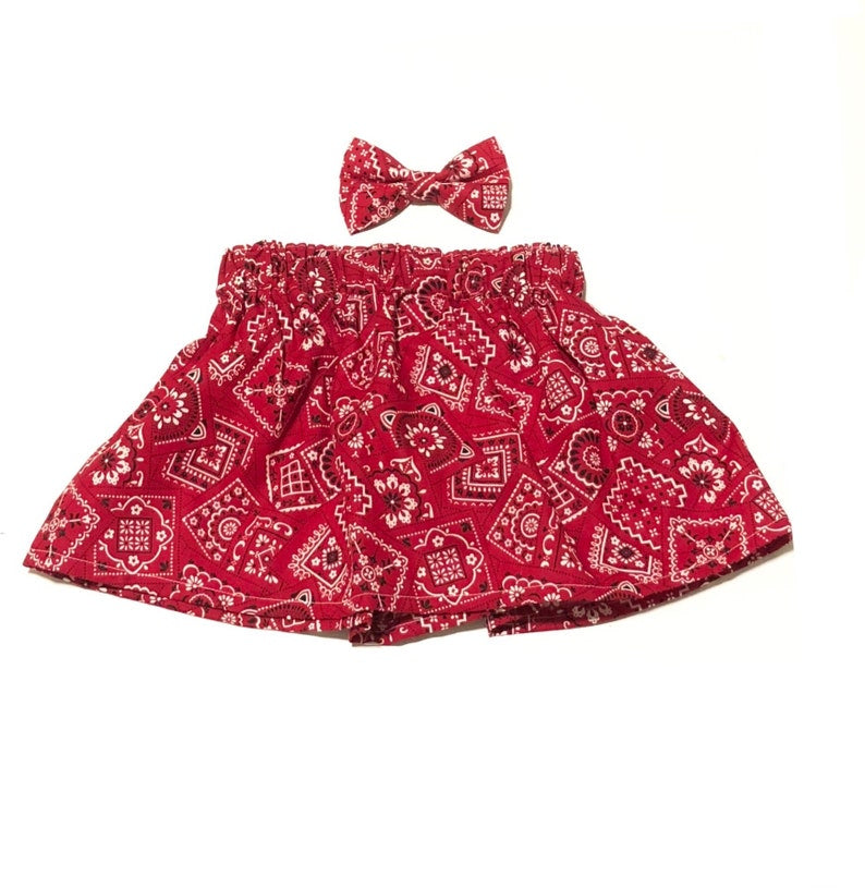 Red Bandana Skirt and Hair Bow