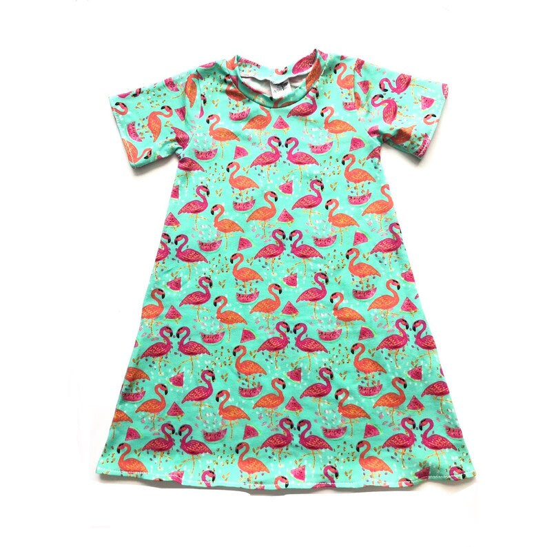 Mint Green Flamingo Dress 3T