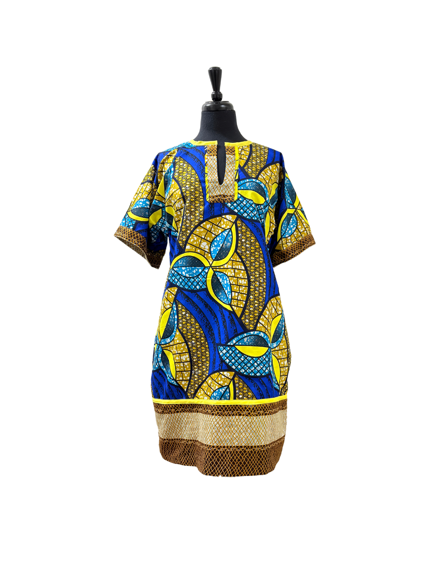 Sankofa Blue Ankara Shift Dress 2XS / Dress without Sash
