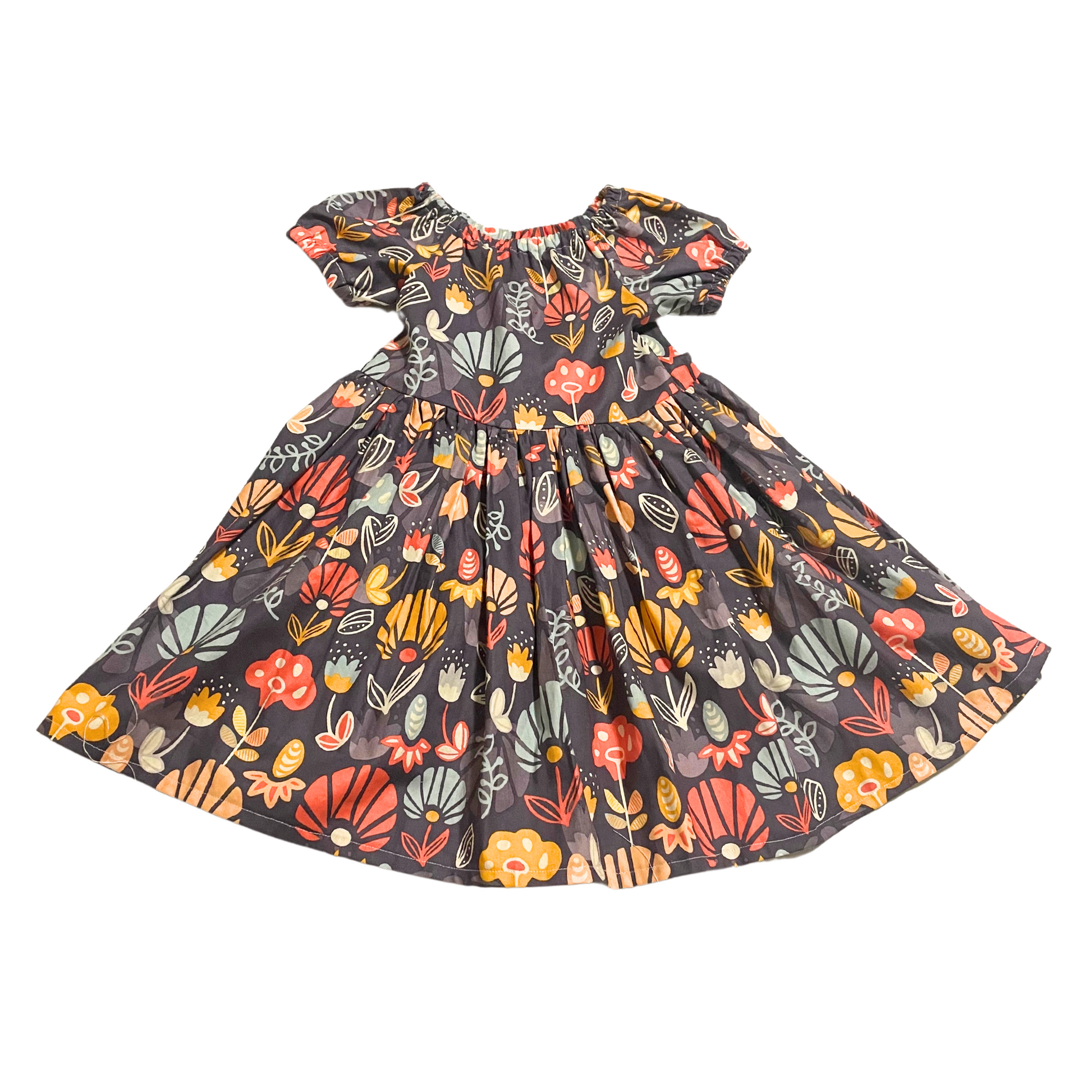 grey peasant dress Girl’s Grey Floral Peasant Dress