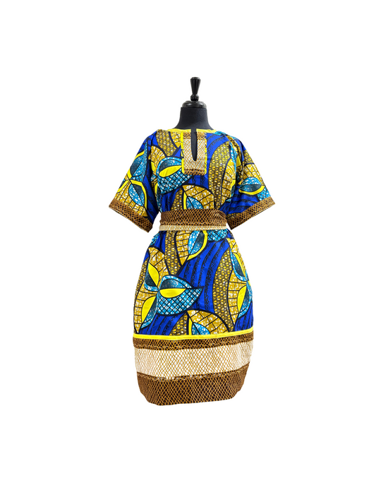 Sankofa Blue Ankara Shift Dress