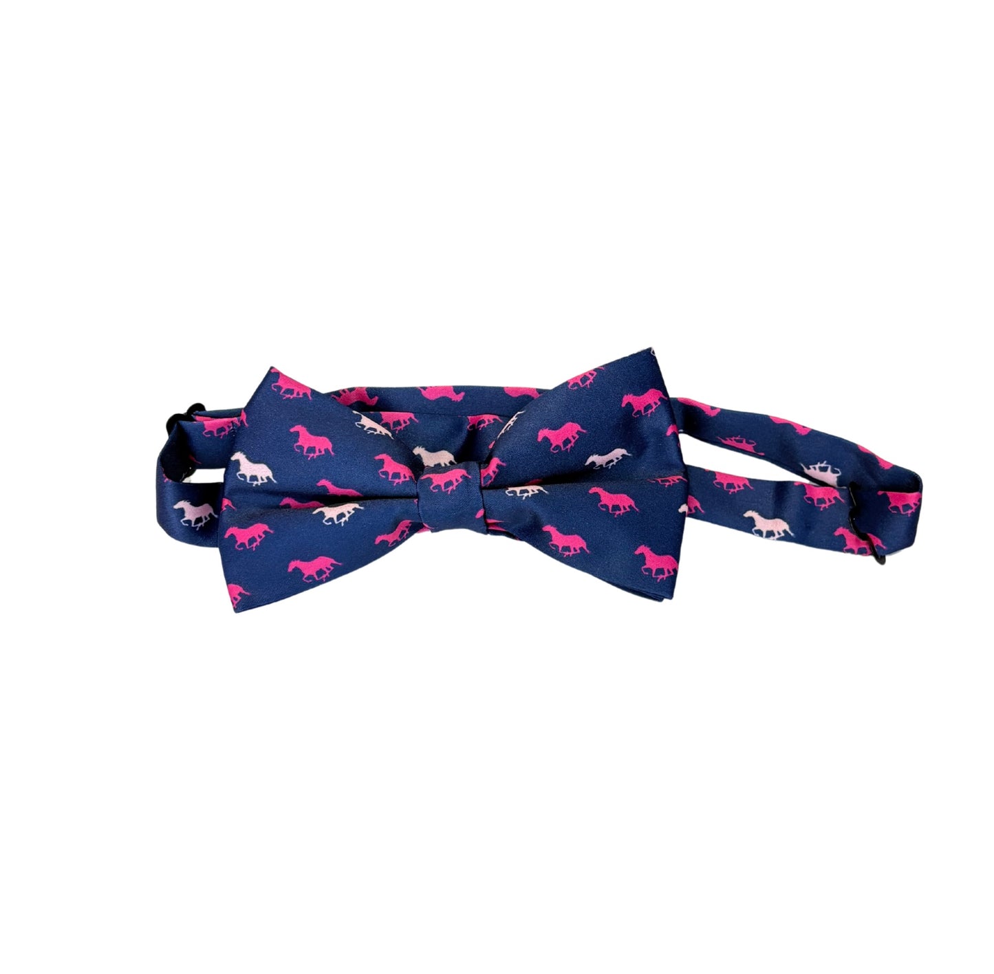 Navy with Pink Horses Satin Bow Tie for Men