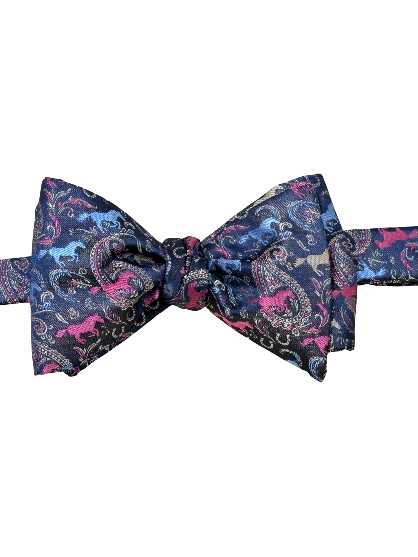 Paisley Self Tie Navy Horse Theme Bow Tie Set