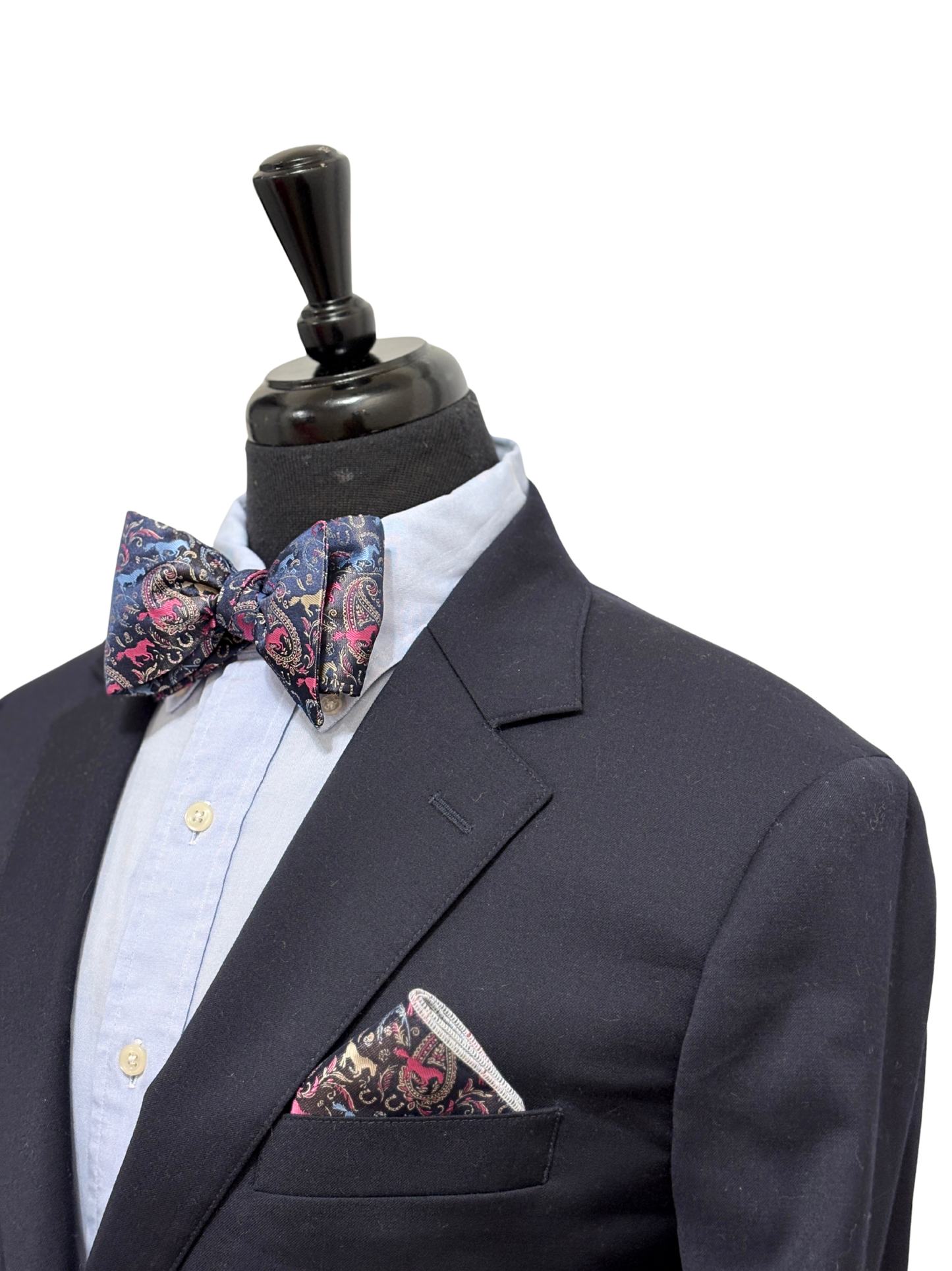 Paisley Self Tie Navy Horse Theme Bow Tie Set