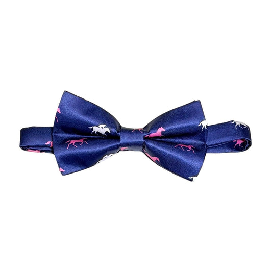 Derby horses theme blue with pink horses bow tie