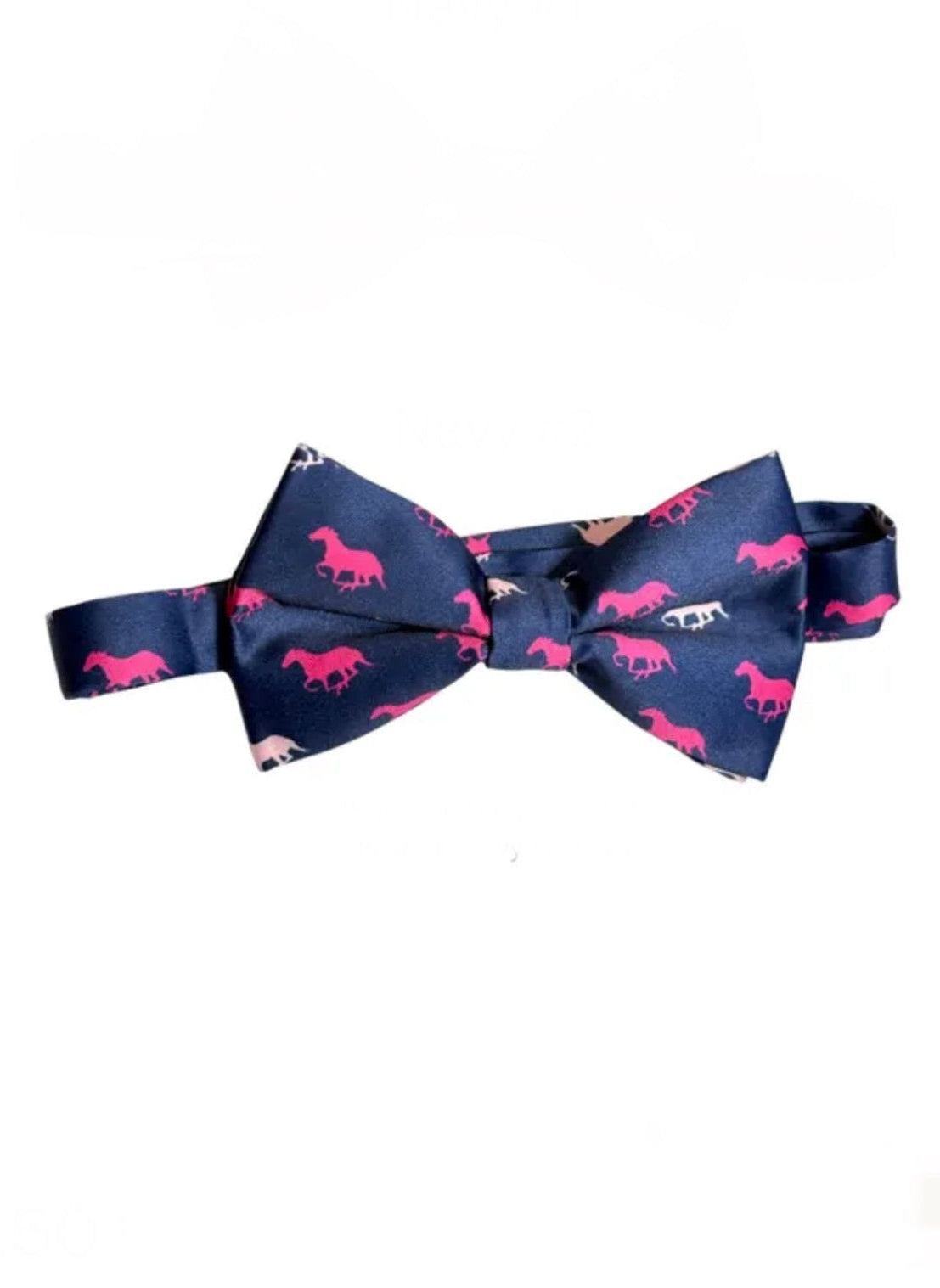 Derby horses theme navy with fuchsia and pink horses bow tie