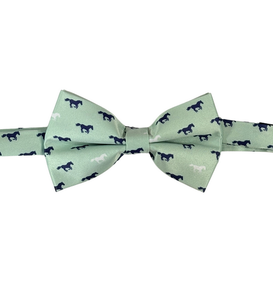 Mint Green Race Day Horse Bow Tie