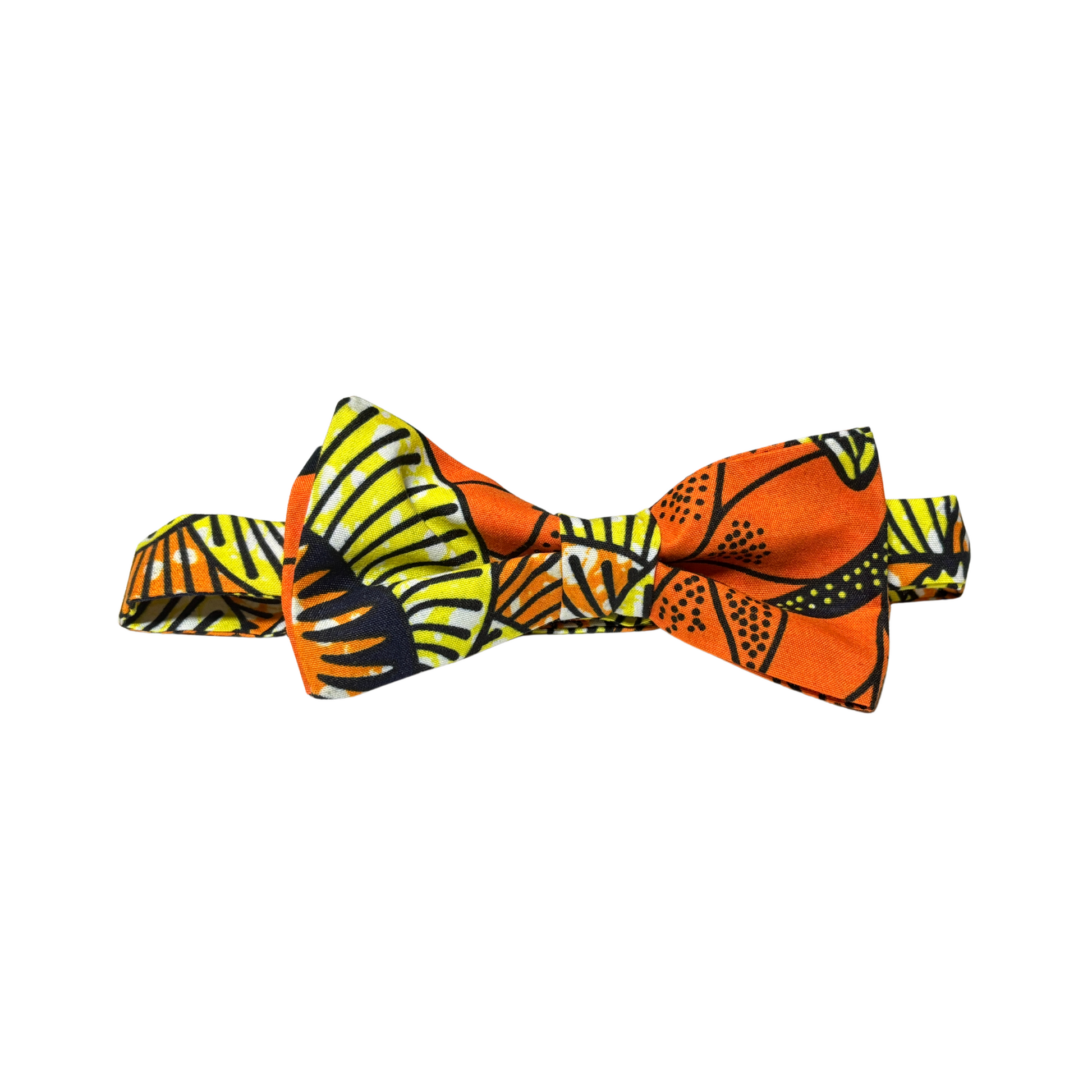 Sunset orange African print bow tie.