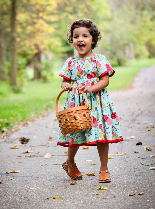 Red Riding Hood Aqua with red peasant dress