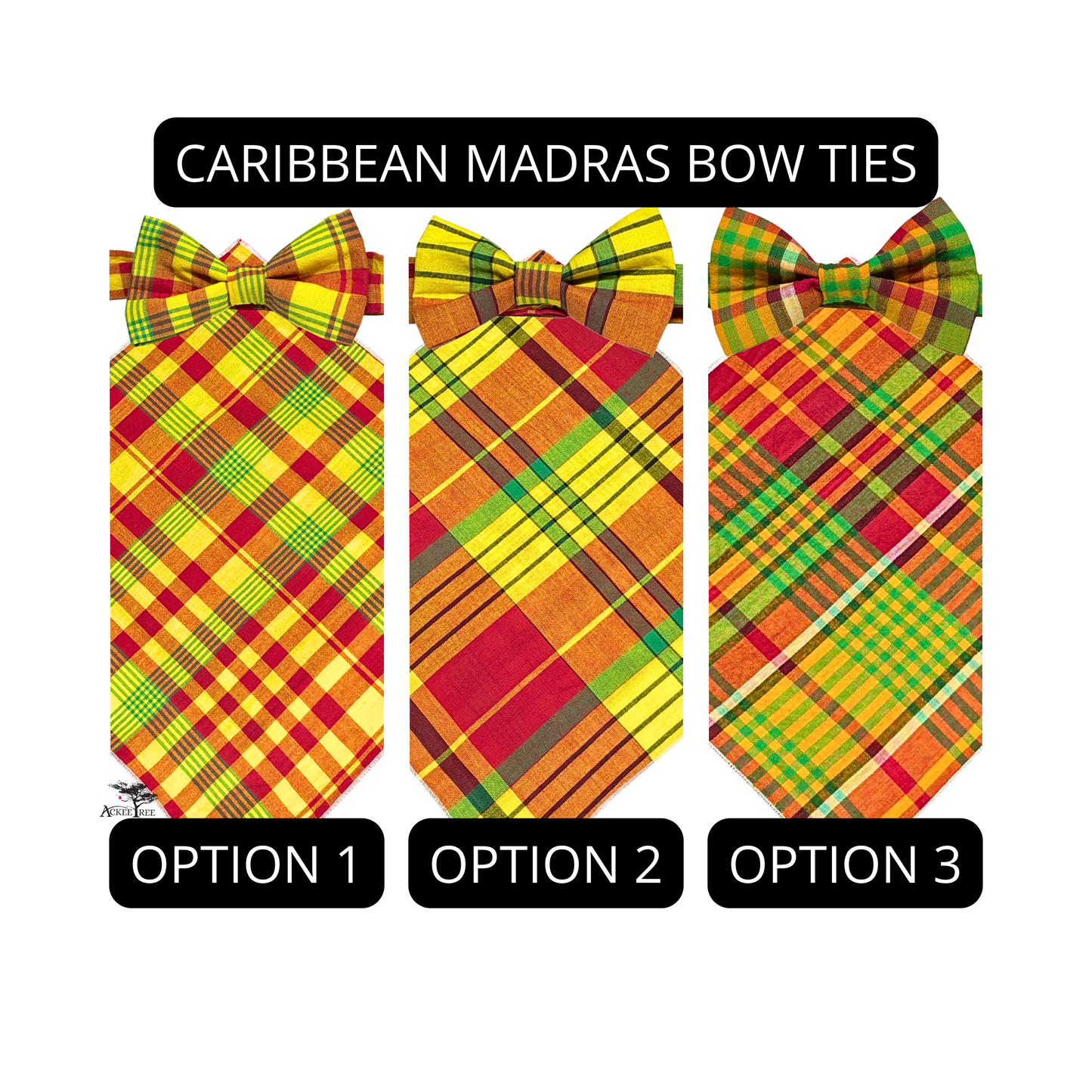 Men’s Caribbean Plaid Bow Tie with Pocket Square
