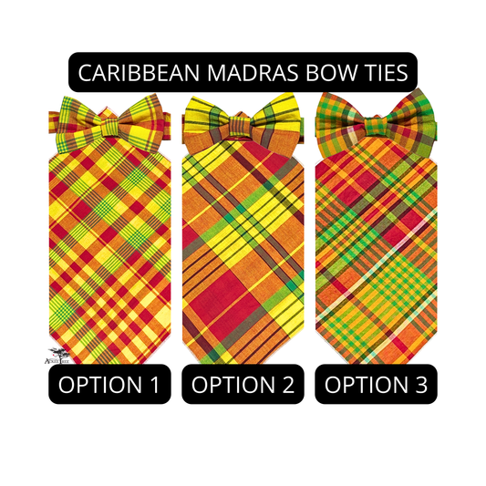 Men’s Caribbean Plaid Bow Tie with Pocket Square