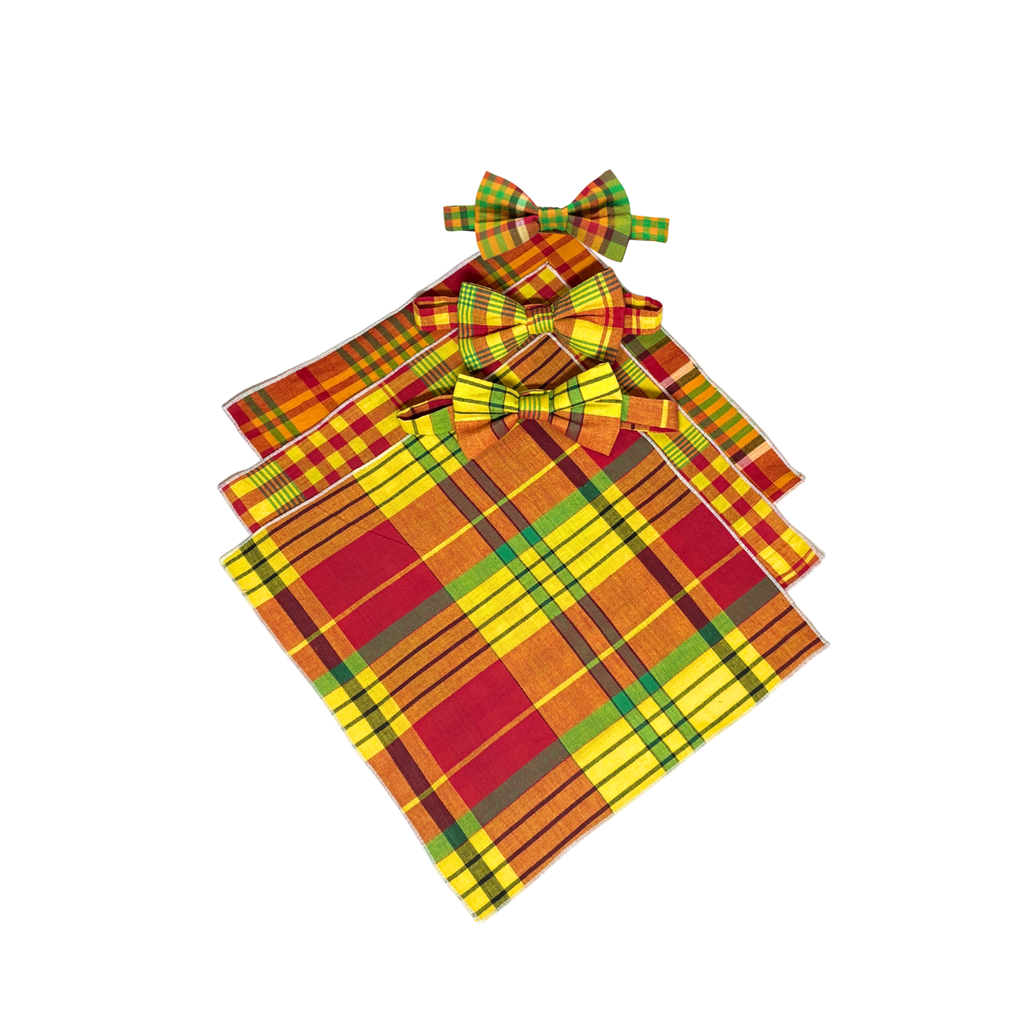 Men’s Caribbean Plaid Bow Tie with Pocket Square