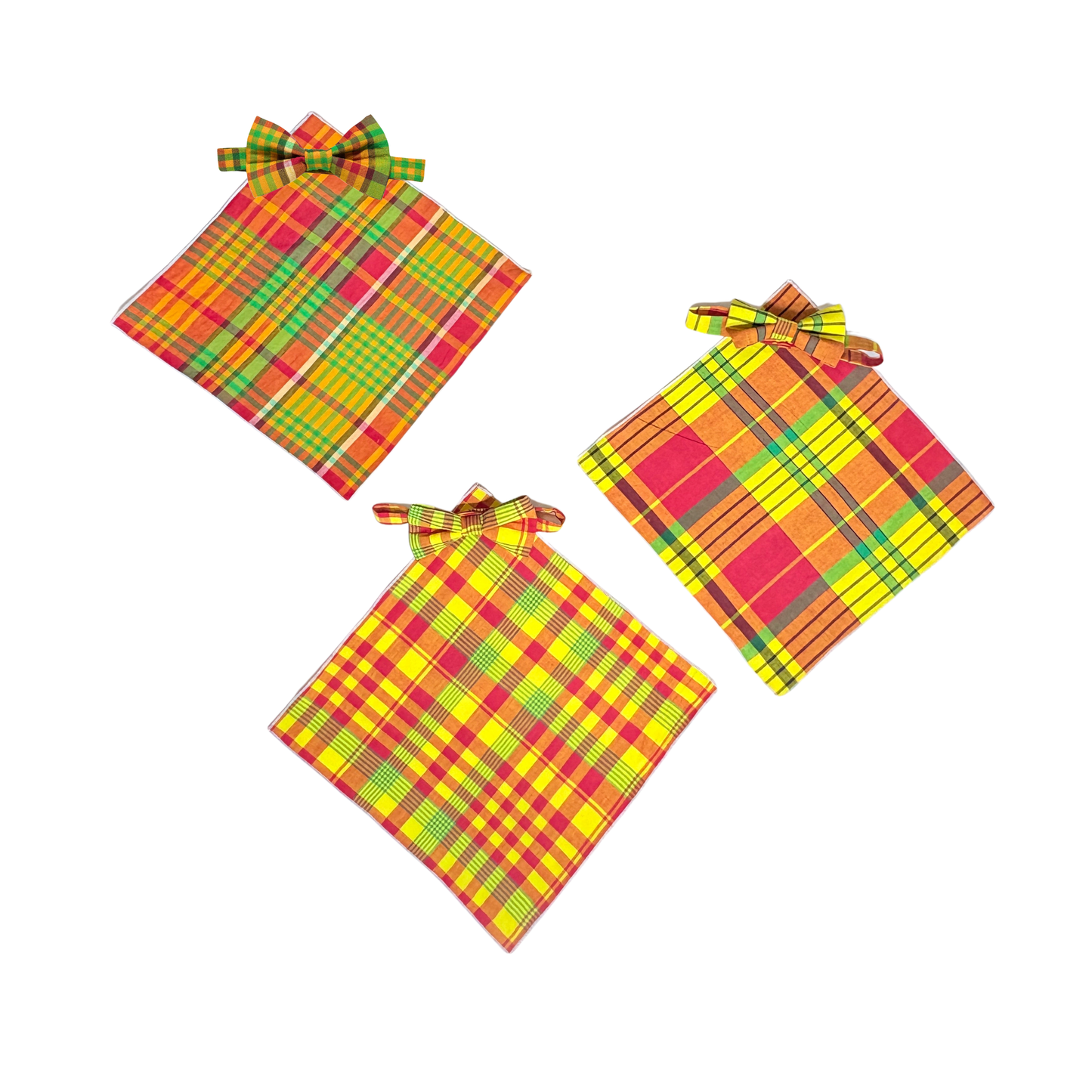 Men’s Caribbean Plaid Bow Tie with Pocket Square
