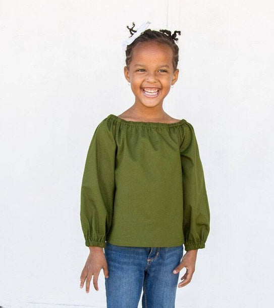 Blusa campesina verde azulado – Ackee Tree Clothing