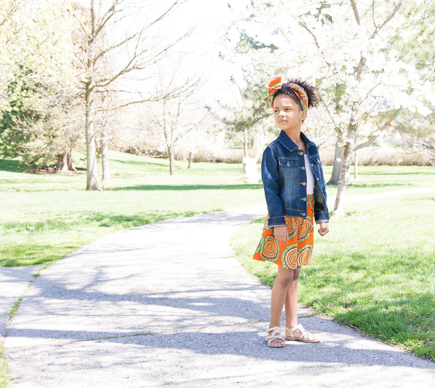 Orange African Skirt Set