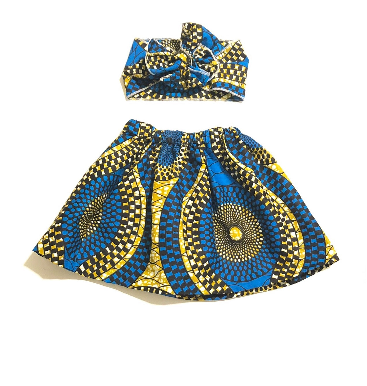 Girls African Skirt and Head Wrap