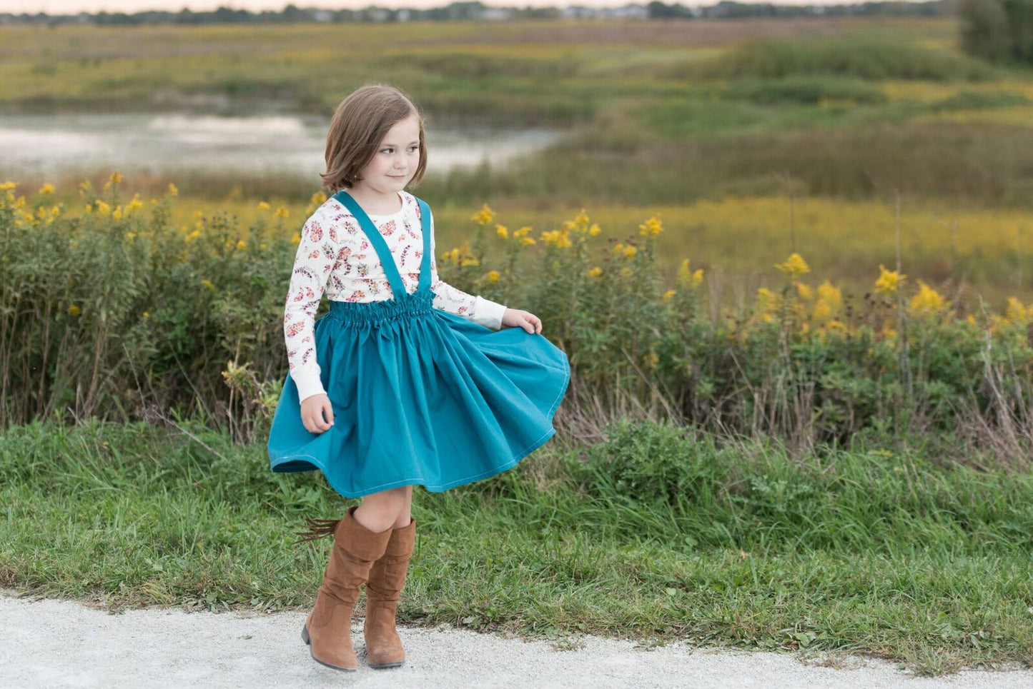 Teal Suspender Skirt