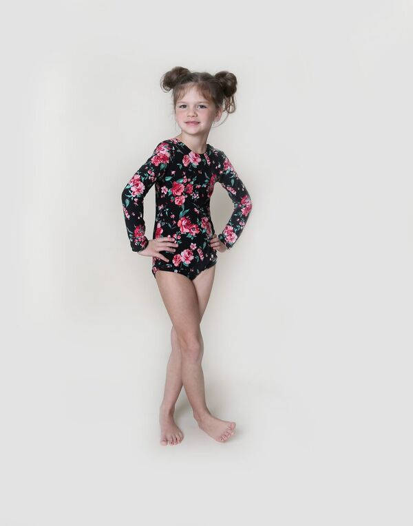 Black floral leo for girls