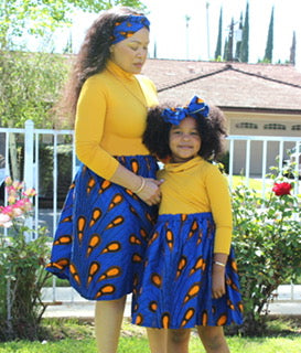 African Mommy and Me Skirt - Blue Drops