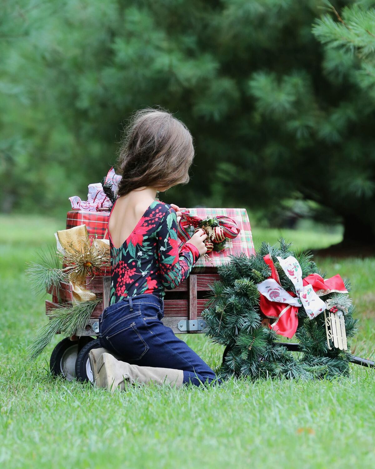 Leotardo navideño con flor de pascua