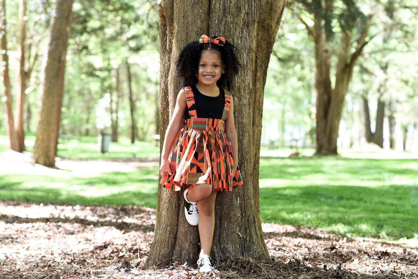 Falda con tirantes Kente naranja