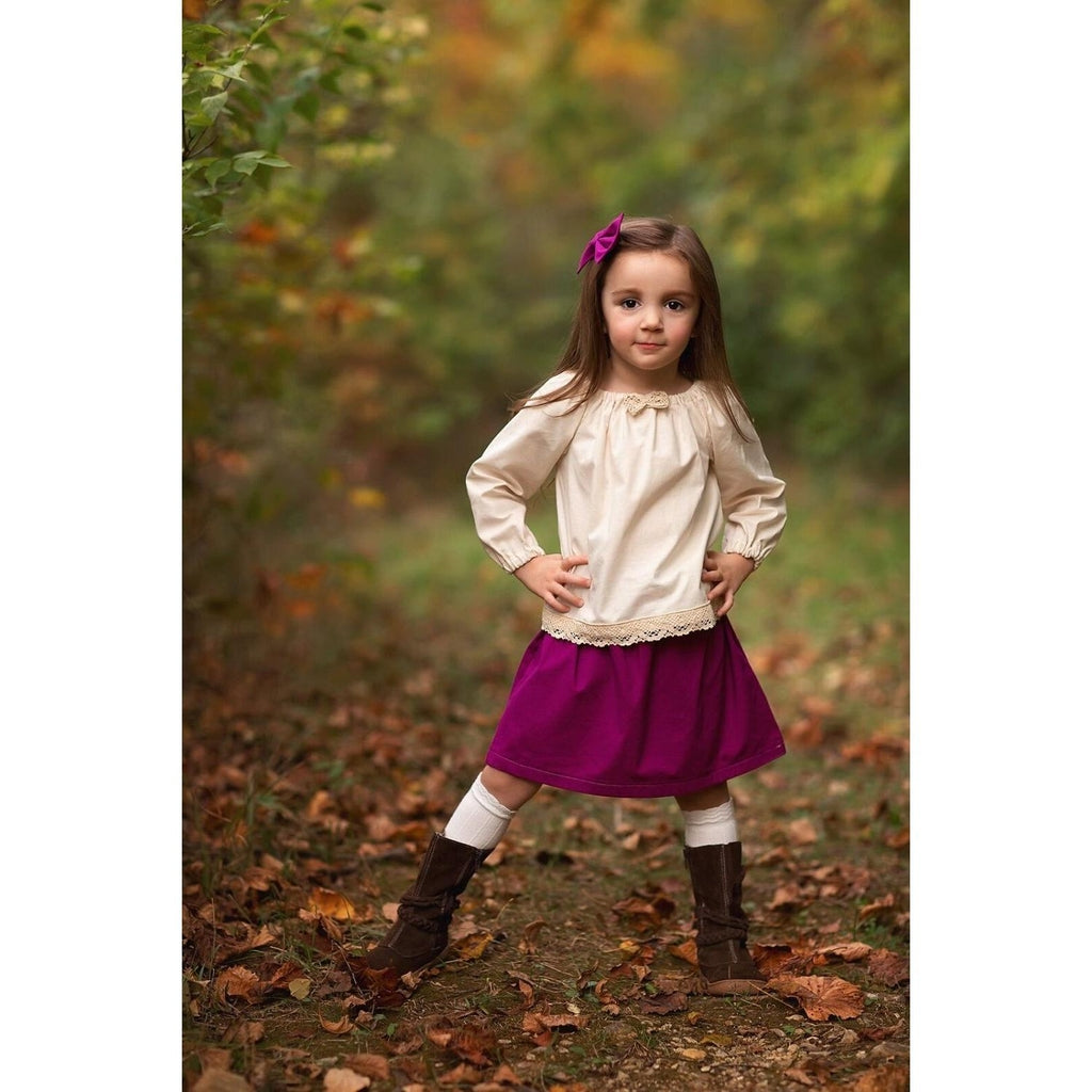 Girls Berry Boho Skirt and Bow Set