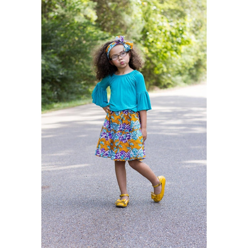 Conjunto de falda africana Ankara de primavera para niñas